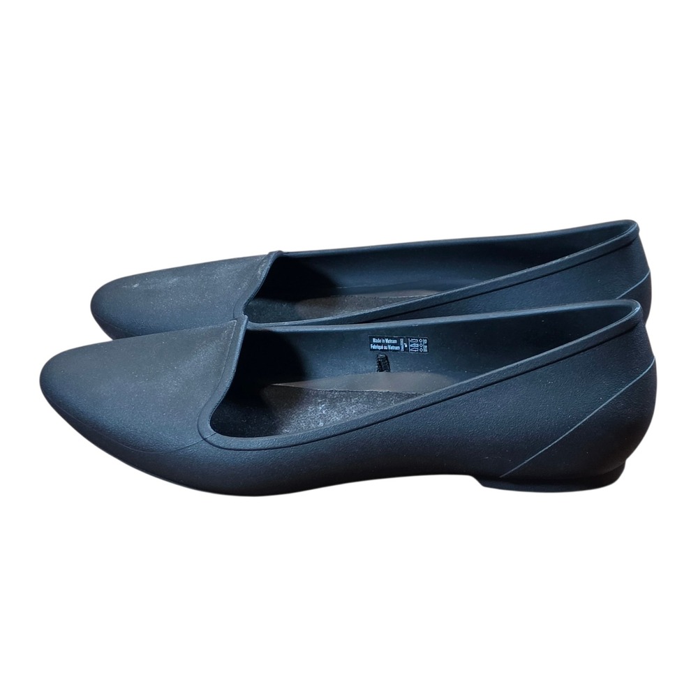 Crocs Eve Womens Black Pointed Toe Slip On Comfort Shoes W7 Ballet Flat